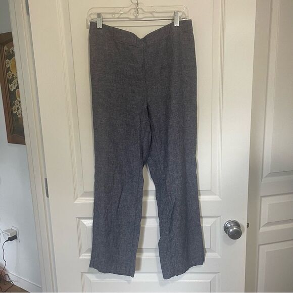 Chicos Linen Blend Pull On Elastic Waist Pants Back Pockets Gray Size .5 Medium - Picture 6 of 15